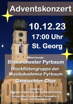 Benefiz Adventskonzert des Blasorchester Pyrbaum in der evang. Kirche St. Georg in Pyrbaum