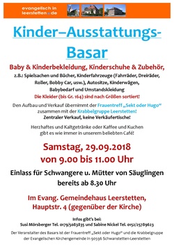 Kinder–Ausstattungs-Basar Herbst/Winter 2018