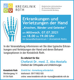 Erkrankungen und Verletzungen der Hand – Fachvortrag am 07.07.2021