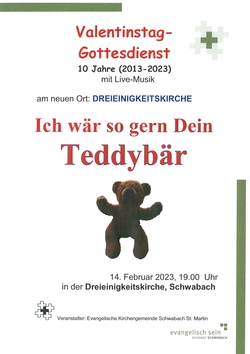 Ich wär so gern dein Teddybär - Valentinstag-Gottesdienst in Schwabach