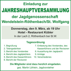 Jahreshauptversammlung der Jagdgenossenschaft Wendelstein-Röthenbach/St. W.