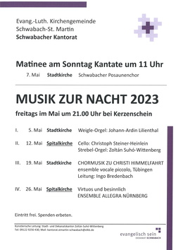 Musik zur Nacht 2 in der Spitalkirche Schwabach